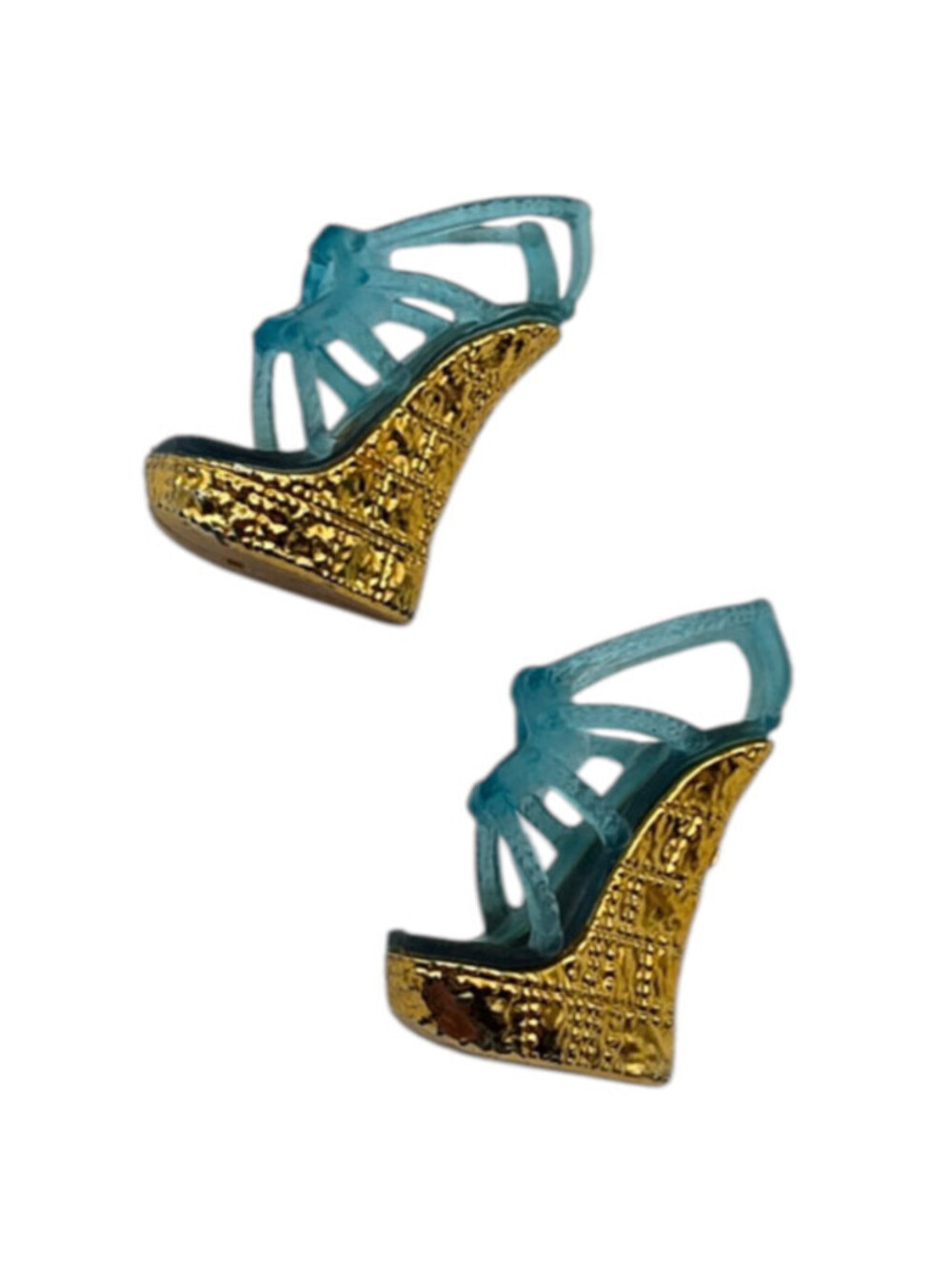 Monster High 13 Wishes Frankie Stein doll Replacement Shoes Heels Blue Gold